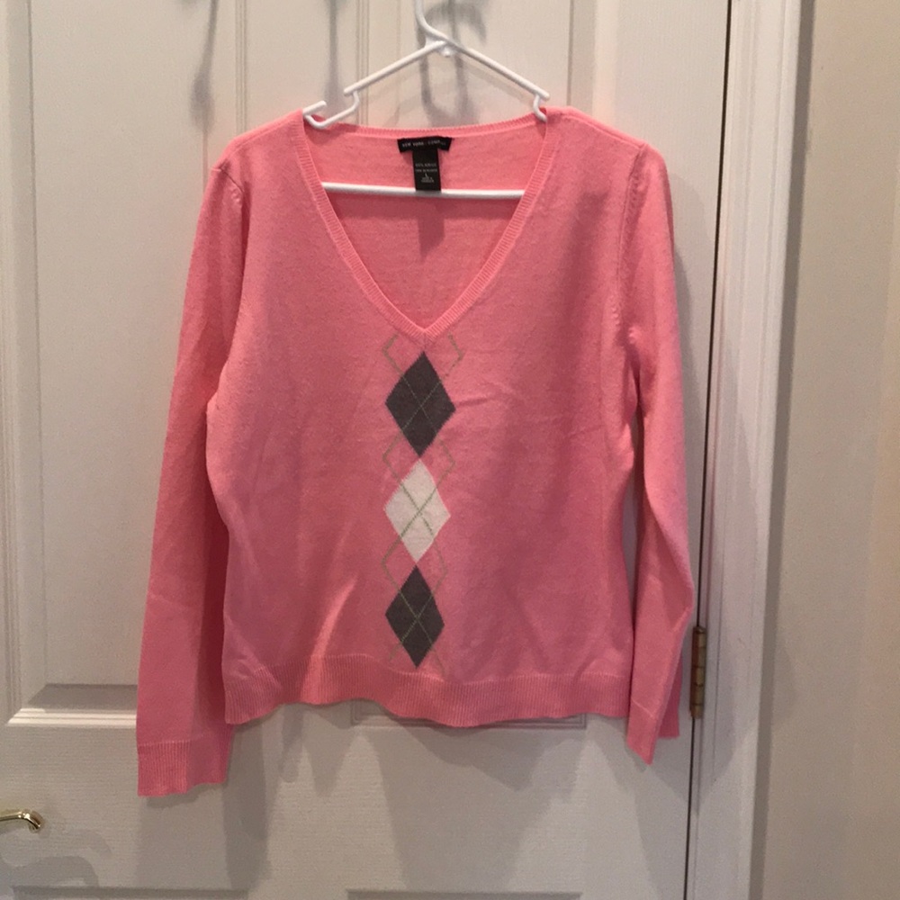 New York & Co Pink Argyle Sweater